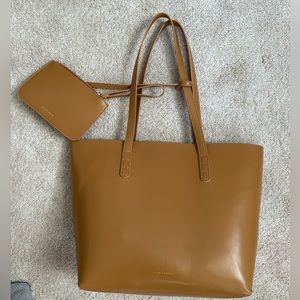 Mansur Gavriel Large Leather Tote Bag Cammello/Rosa